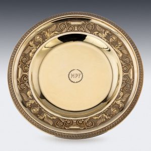 ANTIQUE 19thC FRENCH SILVER-GILT PAIR OF DISHES, ODIOT c.1890